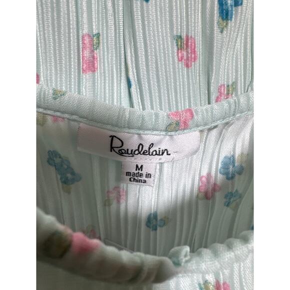 Brand New Roudelain Women's Size Medium Blue Petal 2 Piece Pajama Set Sleepwear - Picture 7 of 11
